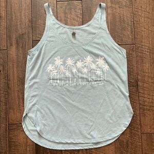 Light Blue-gray Tank Top with Palm Tree Design. NWOT